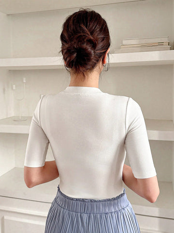 DAZY Women Plain Crew Neck Casual Top,