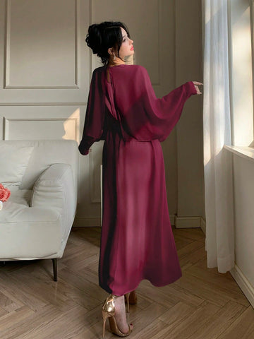 DAZY Women's Chiffon Midi Cocktail Dress