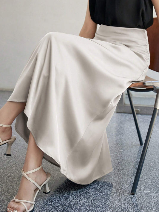DAZY Women's Elegant Solid Color A-Line Skirt