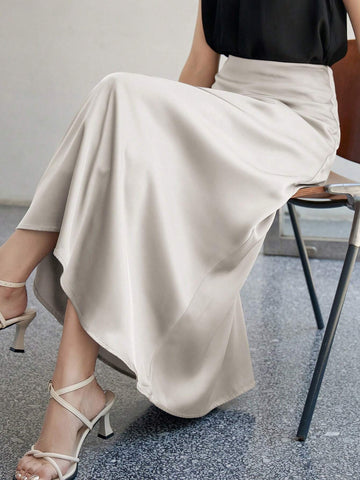 DAZY Women's Elegant Solid Color A-Line Skirt