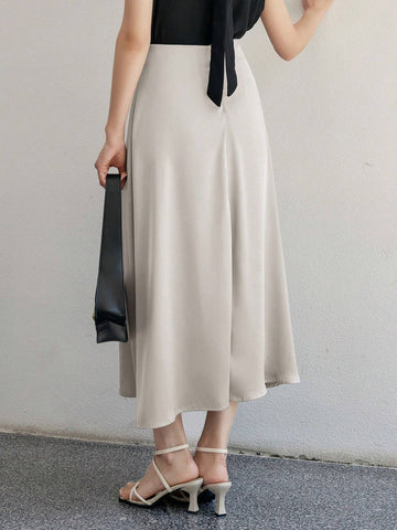 DAZY Women's Elegant Solid Color A-Line Skirt