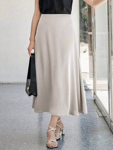 DAZY Women's Elegant Solid Color A-Line Skirt
