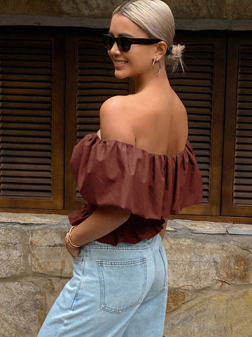 Women's Solid Color Strapless One-Shoulder Elegant Cropped Summer Top
