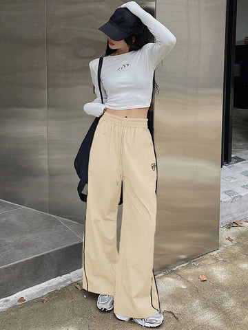 DAZY Women's Solid Color Simple Daily Pants With Bowknot Decoration