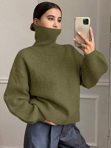 DAZY Women's Loose Casual Solid Color Sweater