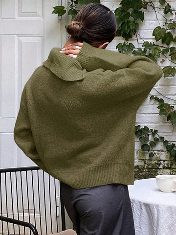 DAZY Women's Loose Casual Solid Color Sweater