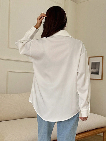 DAZY Simple Style Business Casual Solid Color Shirt