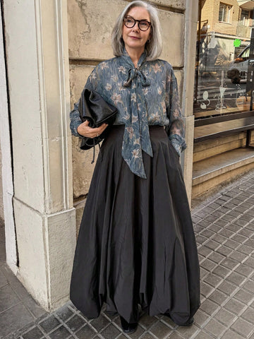 Women's Loose Tie Neck Long Sleeve Thin Casual Summer Blouse