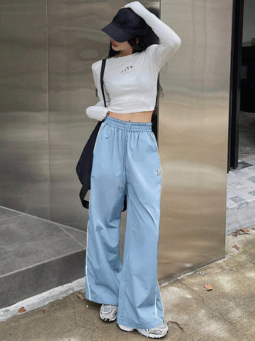 DAZY Women's Solid Color Simple Daily Pants With Bowknot Decoration