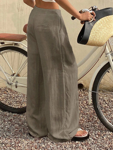DAZY Women's Solid Color Loose Pants With Pockets