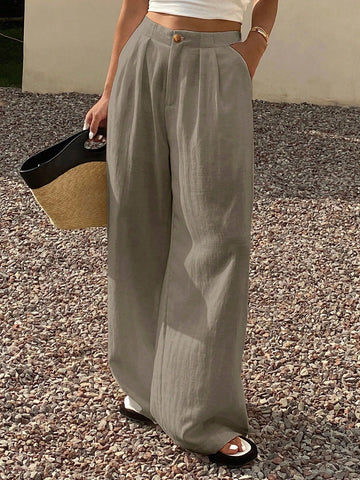 DAZY Women's Solid Color Loose Pants With Pockets