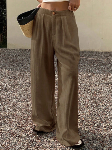 DAZY Women's Solid Color Loose Pants With Pockets