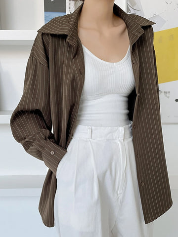 DAZY Simple Style Business Casual Solid Color Shirt