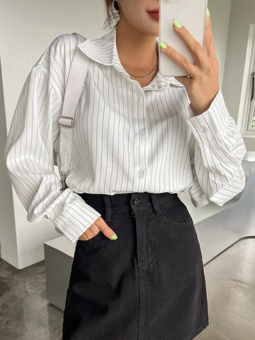 DAZY Simple Style Business Casual Solid Color Shirt