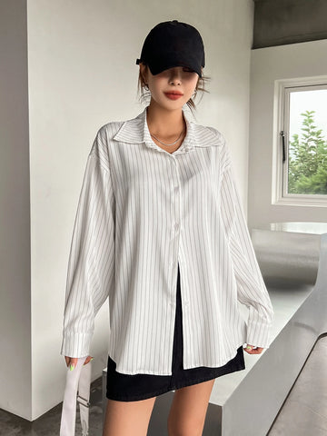 DAZY Simple Style Business Casual Solid Color Shirt