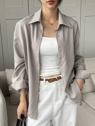 DAZY Simple Style Business Casual Solid Color Shirt