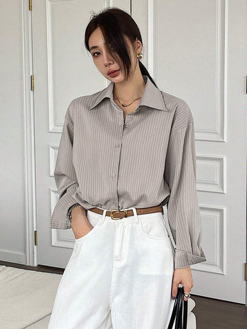 DAZY Simple Style Business Casual Solid Color Shirt