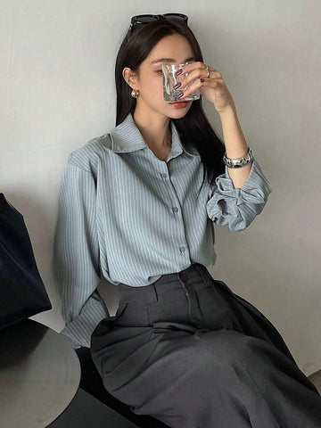 DAZY Simple Style Business Casual Solid Color Shirt