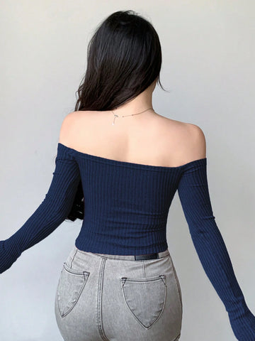 Women's Off-Shoulder Fitted T-Shirt