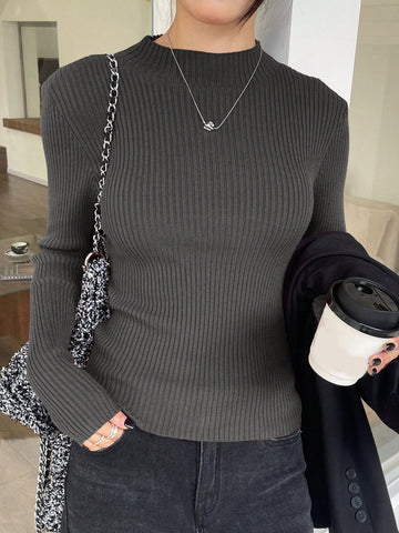 Women Casual Business Style Solid Color Slim Fit Sweater