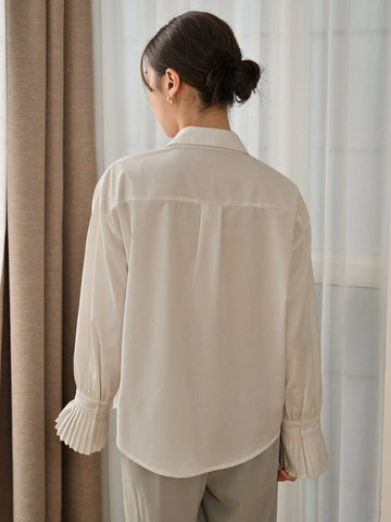 DAZY Women's Plain Long Sleeve Business Casual Shirt
