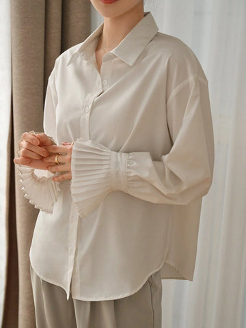 DAZY Women's Plain Long Sleeve Business Casual Shirt