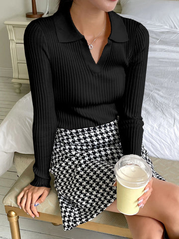 DAZY Solid Color Casual Business Style Turtleneck Fitted Sweater