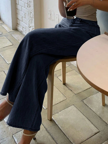 DAZY Solid Color Women's Loose Wide Leg Long Jeans