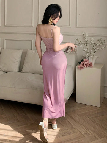 Joudiya Women Gradient Color Slim-Fit Dress With Spaghetti Stra