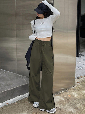 DAZY Women's Solid Color Simple Daily Pants With Bowknot Decoration