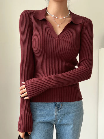 DAZY Solid Color Casual Business Style Turtleneck Fitted Sweater