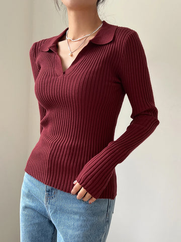 DAZY Solid Color Casual Business Style Turtleneck Fitted Sweater