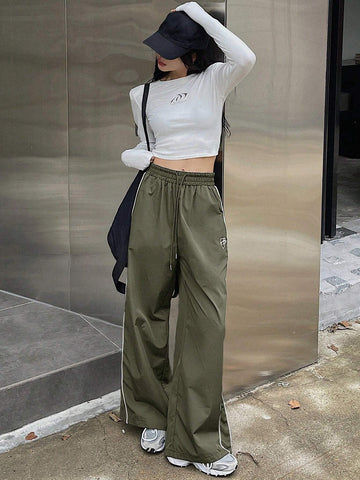 DAZY Women's Solid Color Simple Daily Pants With Bowknot Decoration