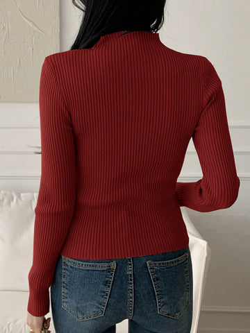 Women Casual Business Style Solid Color Slim Fit Sweater
