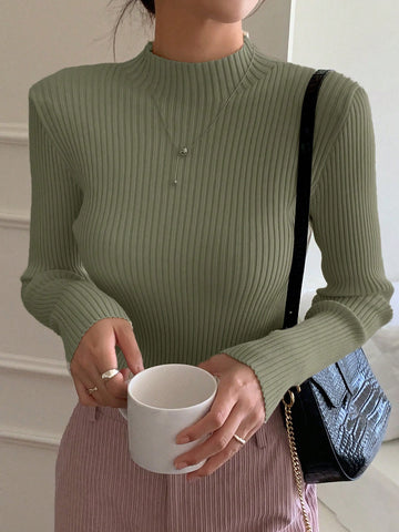 Women Casual Business Style Solid Color Slim Fit Sweater