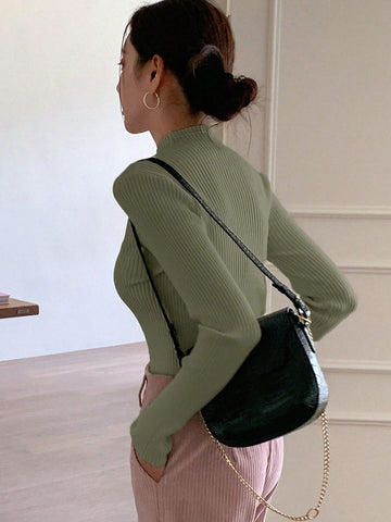 Women Casual Business Style Solid Color Slim Fit Sweater
