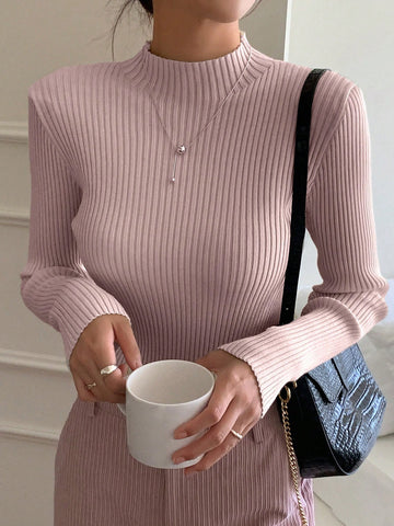 Women Casual Business Style Solid Color Slim Fit Sweater