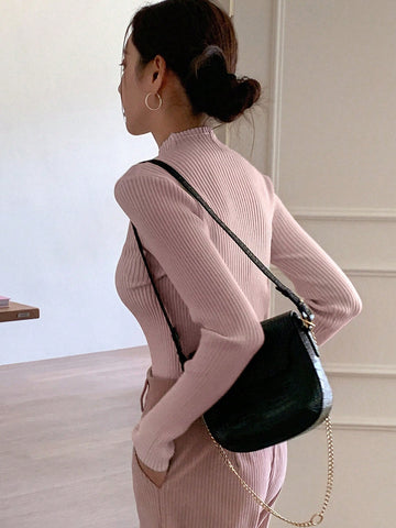 Women Casual Business Style Solid Color Slim Fit Sweater