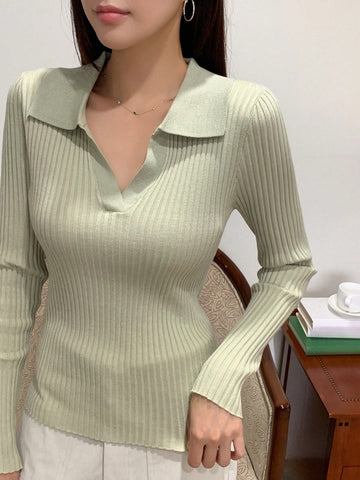 DAZY Solid Color Casual Business Style Turtleneck Fitted Sweater