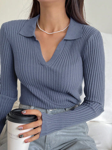 DAZY Solid Color Casual Business Style Turtleneck Fitted Sweater