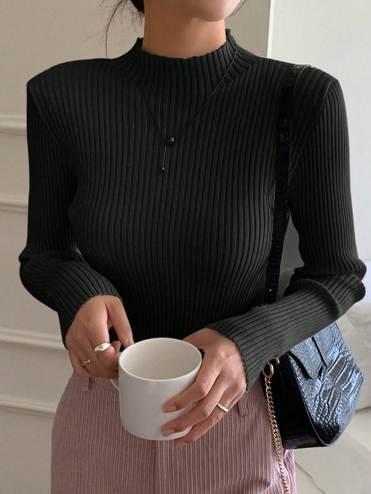 Women Casual Business Style Solid Color Slim Fit Sweater