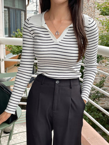 DAZY Women's Contrast Color Pullover Sweater