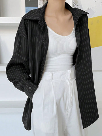 DAZY Simple Style Business Casual Solid Color Shirt