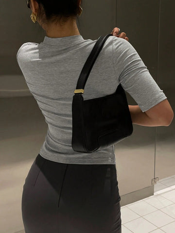 DAZY Women Plain Crew Neck Casual Top,