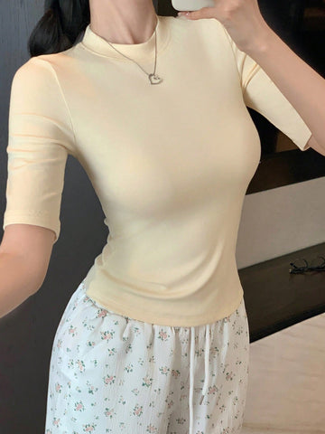 DAZY Women Plain Crew Neck Casual Top,