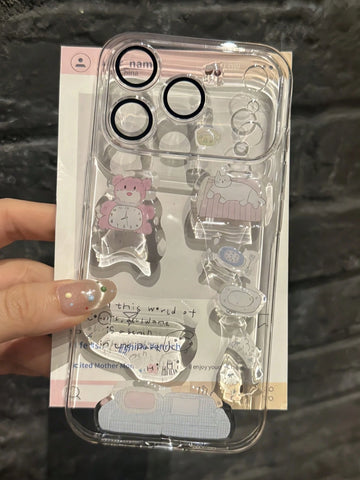 DIY Cute Funny Illustration Sticker Transparent Phone Case