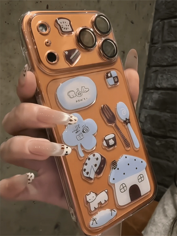 DIY Cute Funny Illustration Sticker Transparent Phone Case