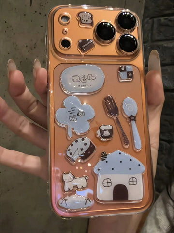 DIY Cute Funny Illustration Sticker Transparent Phone Case
