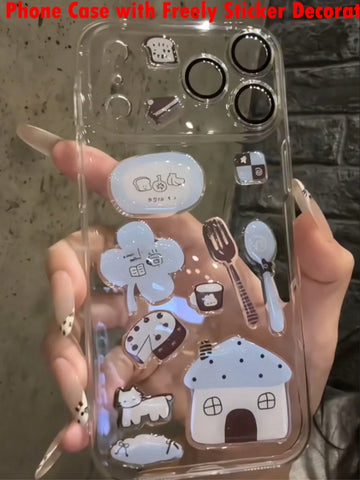 DIY Cute Funny Illustration Sticker Transparent Phone Case