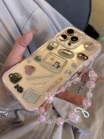 DIY Cute Funny Illustration Sticker Transparent Phone Case